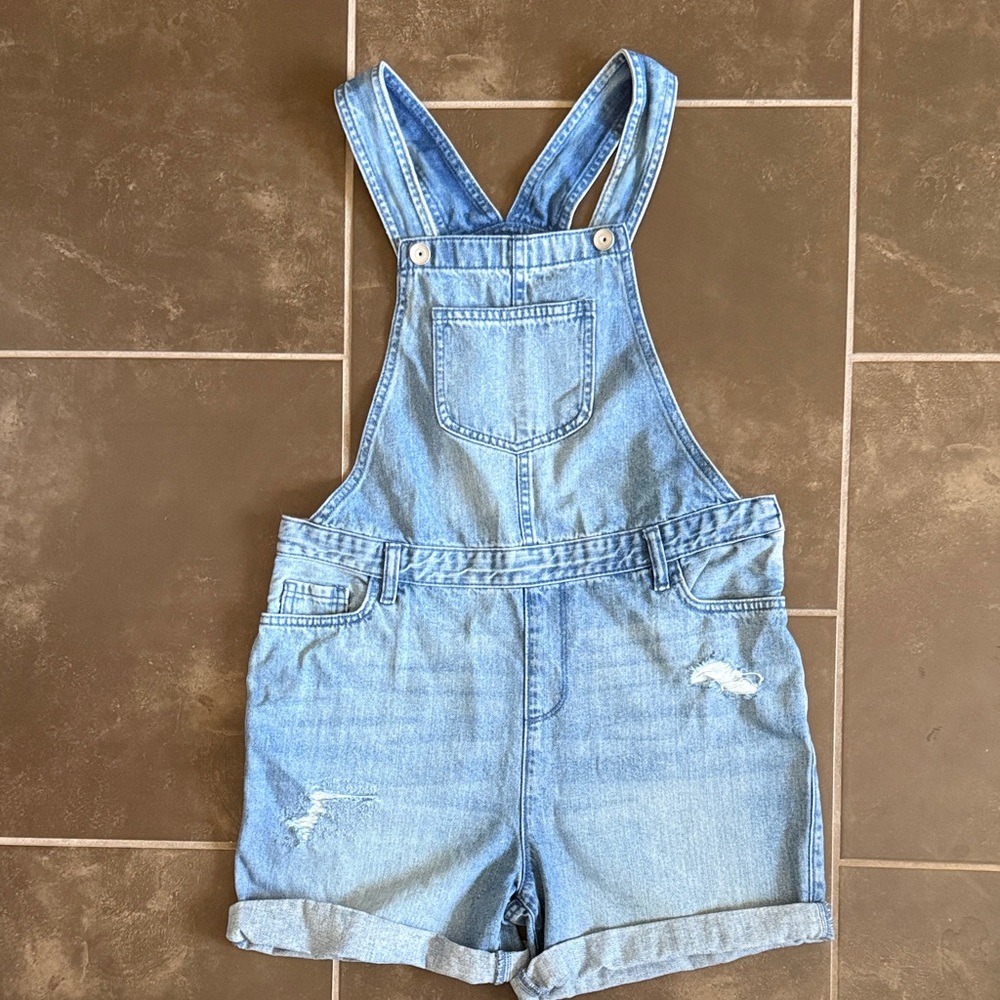 Blue Denim Overall Shorts